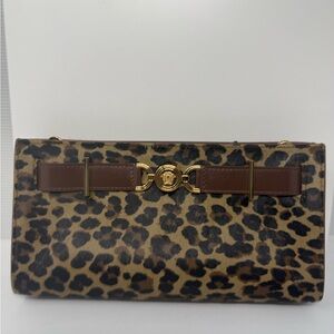 Leopard Print Clutch with Gold Accents
